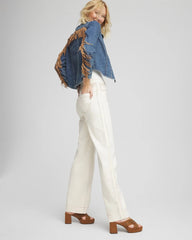 Chico's Cropped-Fit Fringe Denim Jacket TOLEDO INDIGO