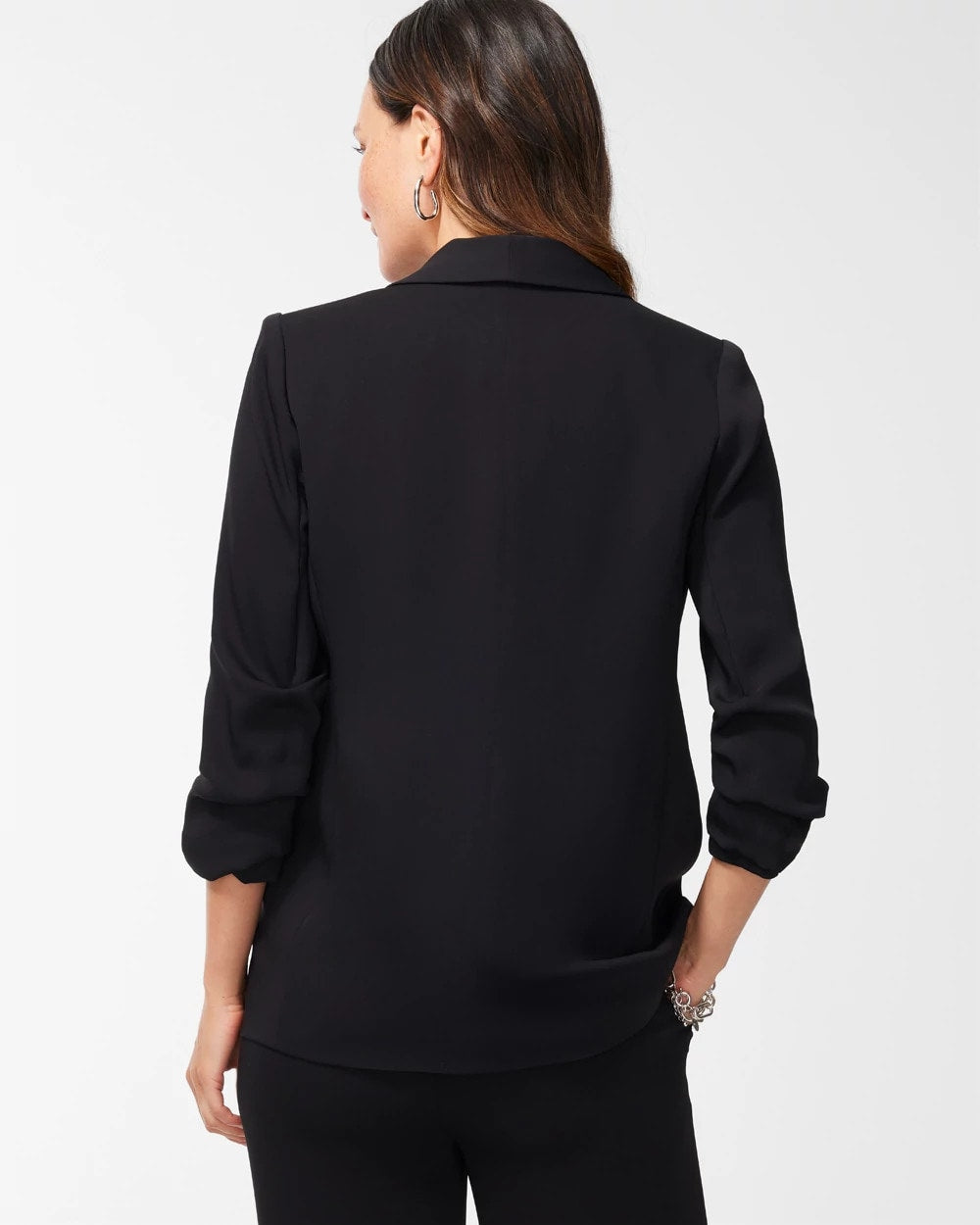 Chico's Ruched Sleeve Blazer BLACK