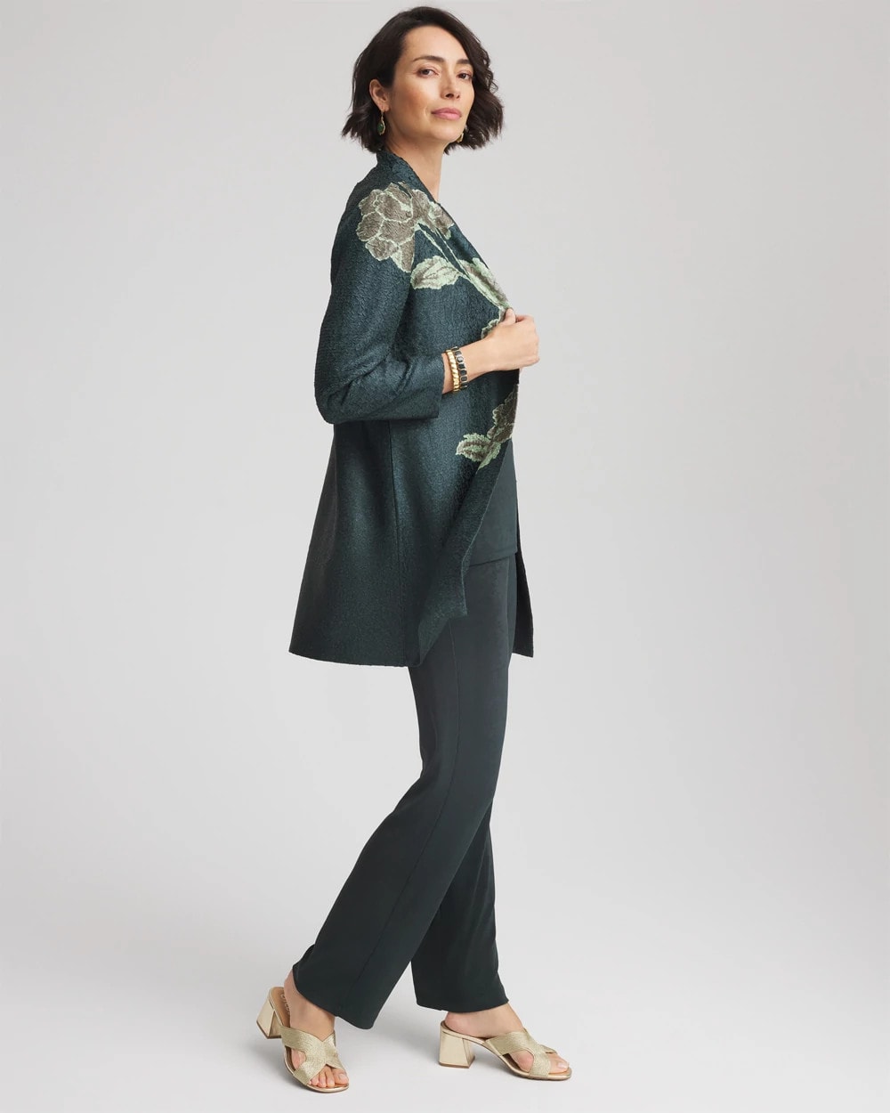 Chico's Travelers™ Collection Artisanal Crushed Reversible Jacket DARKEST SPRUCE