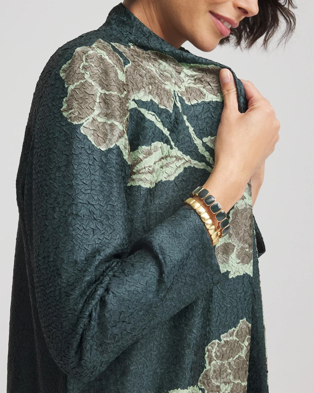Chico's Travelers™ Collection Artisanal Crushed Reversible Jacket DARKEST SPRUCE