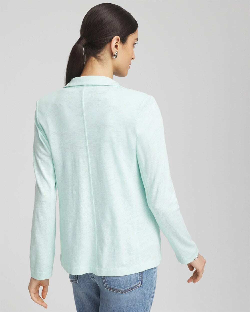 Chico's Slub Knit Blazer TEAL WATERS