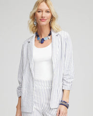 Chico's Striped Linen Stretch Blazer ALABASTER