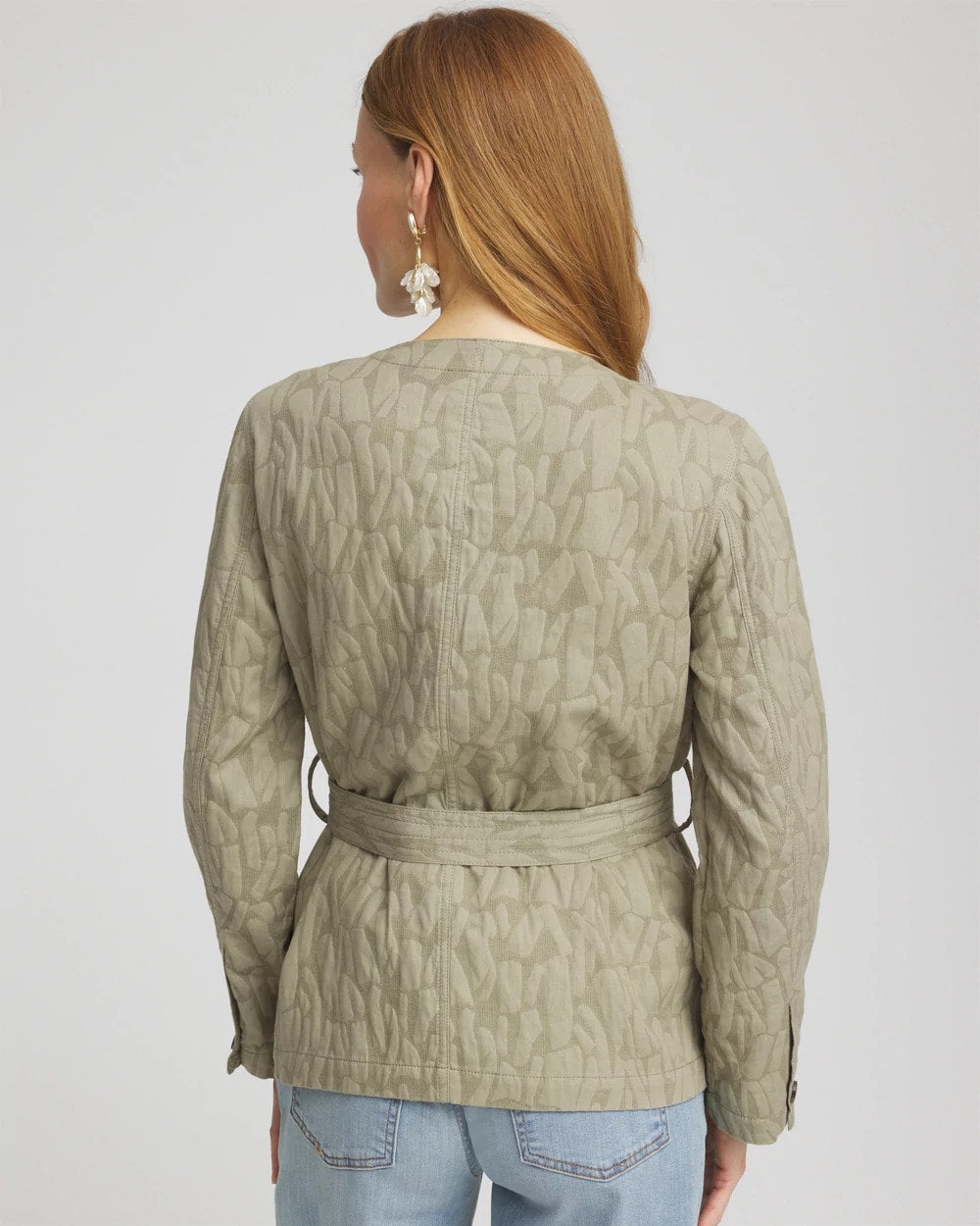Chico's Jacquard Gauze Belted Field Jacket WASHED SAGE