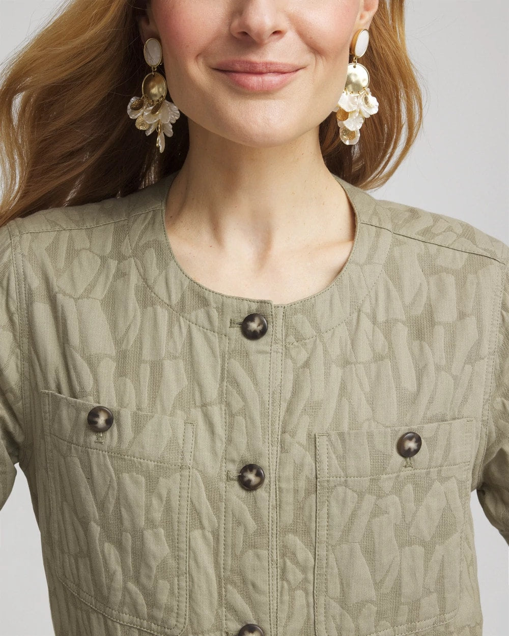 Chico's Jacquard Gauze Belted Field Jacket WASHED SAGE