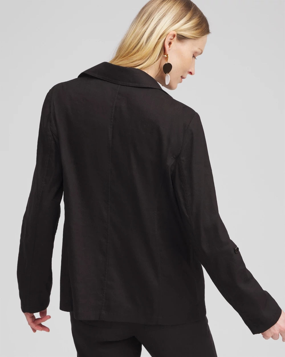 Chico's Linen Blend Stretch Blazer BLACK