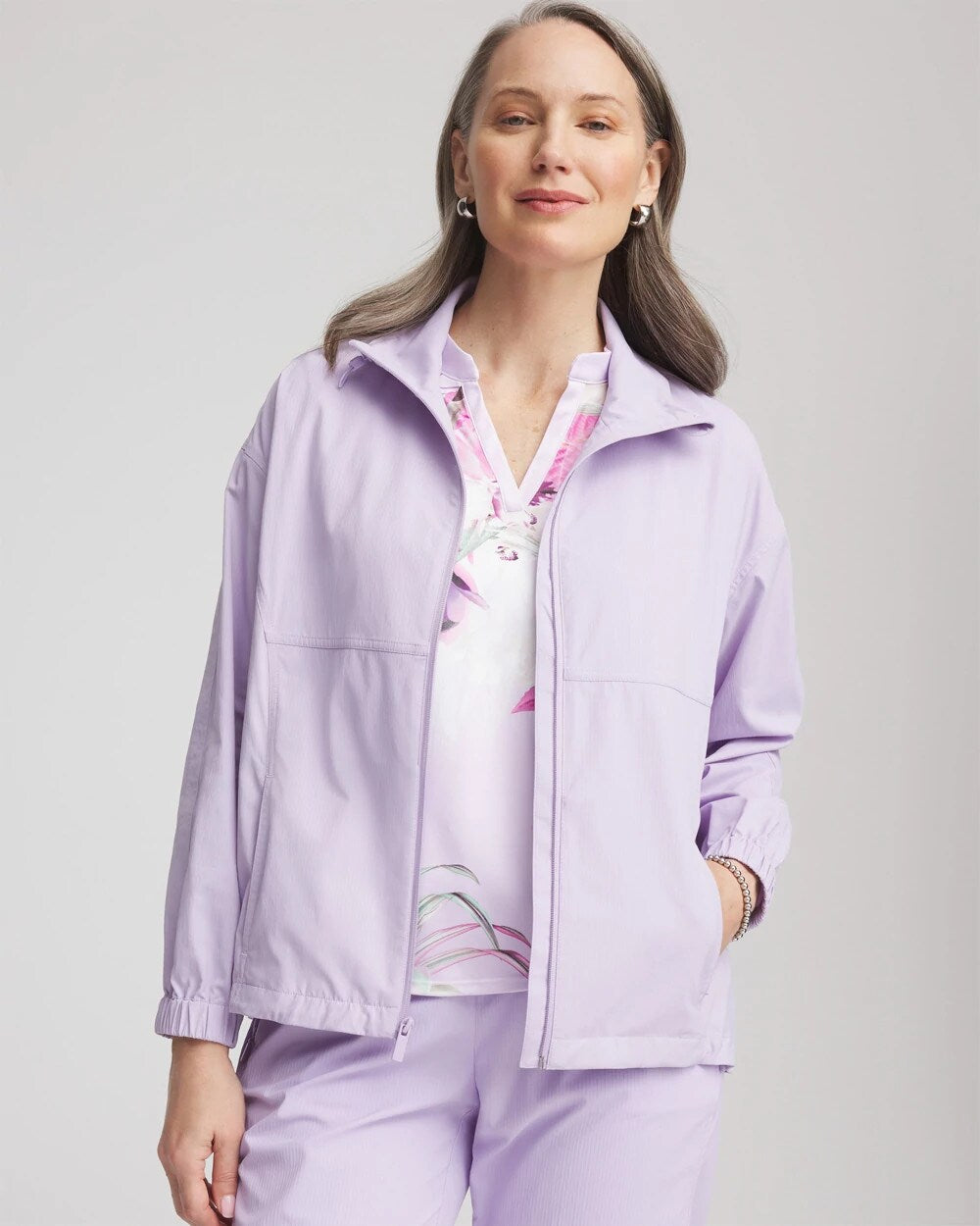 Chico's Zenergy® UPF Striped Jacket VIOLET AURA