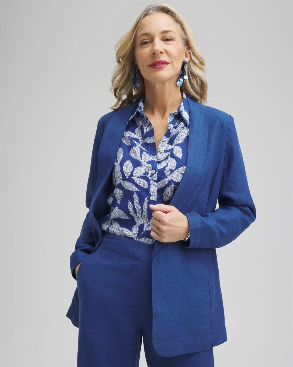 Chico's Linen Blazer NAVAL INDIGO