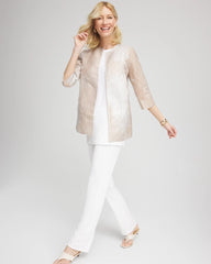 Chico's Travelers™ Collection Metallic 3/4 Sleeve Jacket CAFE AROMA