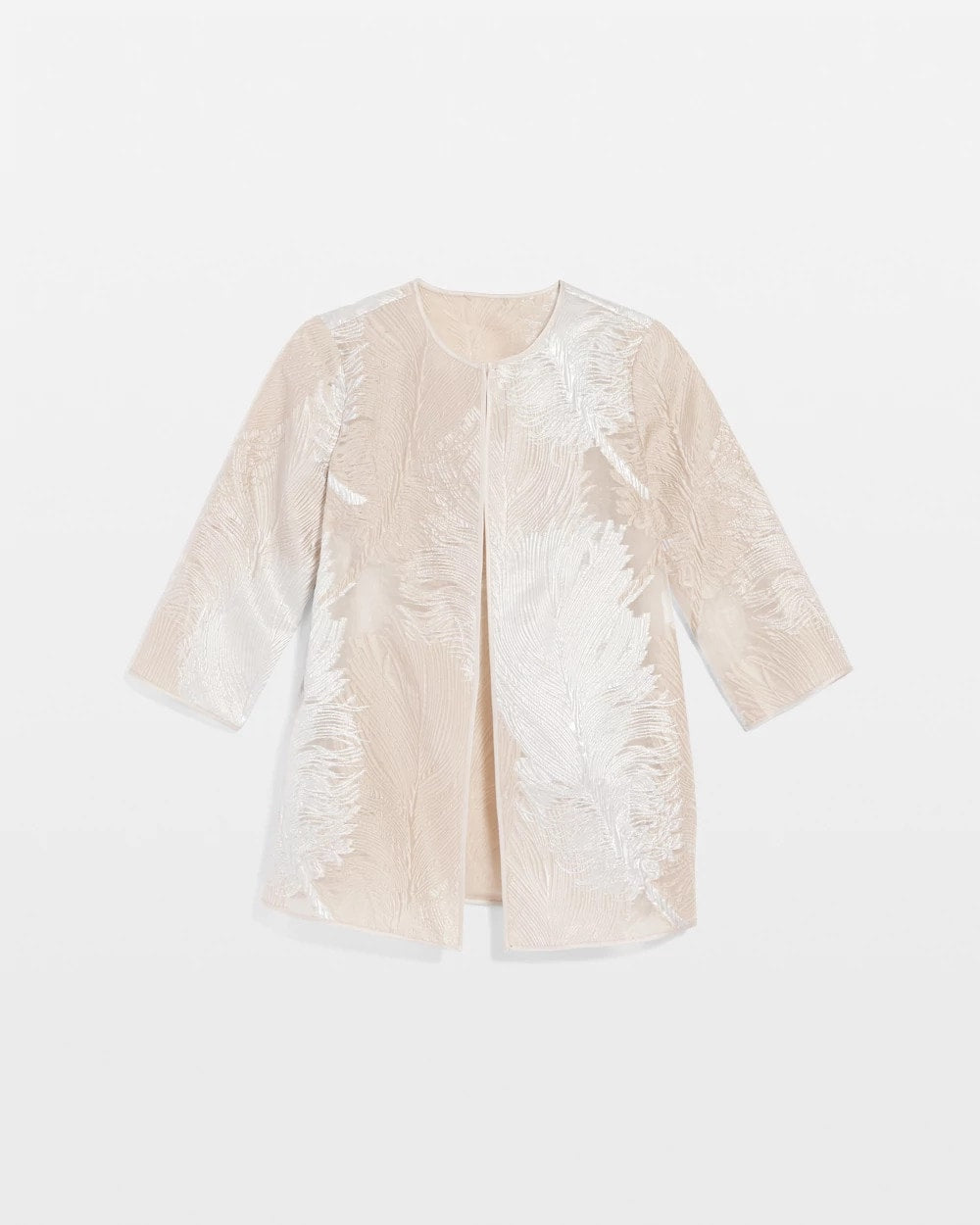 Chico's Travelers™ Collection Metallic 3/4 Sleeve Jacket CAFE AROMA