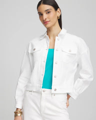 Chico's Embroidered Relaxed Denim Jacket ALABASTER