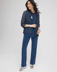 Chico's Travelers™ Collection Cutout Crush Jacket BLUE CASA