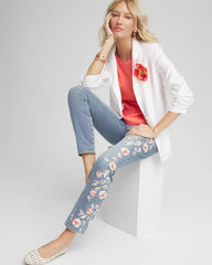Chico's Linen Stretch Blazer ALABASTER