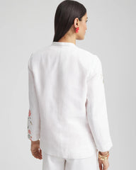 Chico's Floral Linen Non-Stretch Blazer ALABASTER
