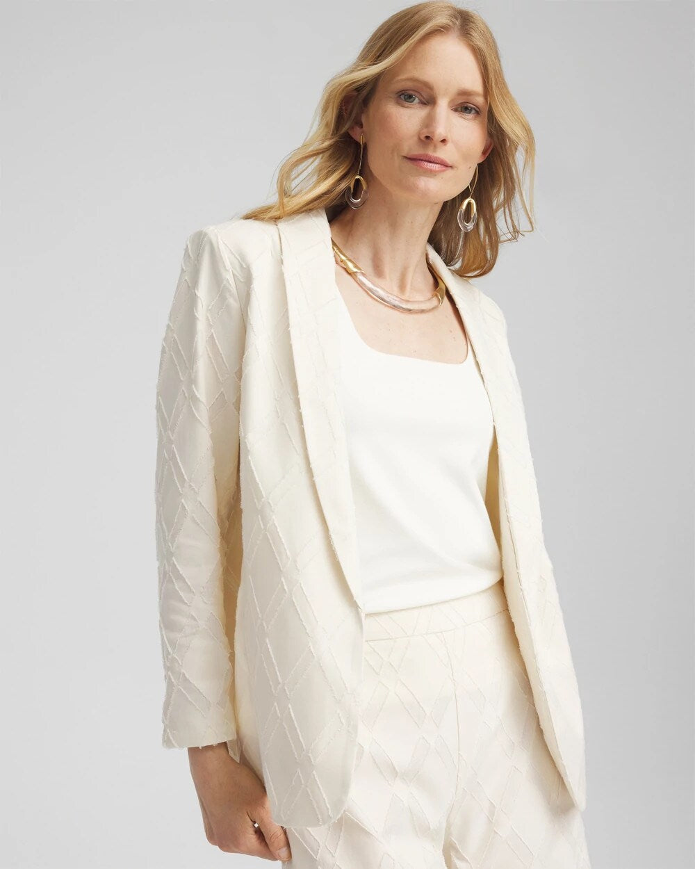 Chico's Textured Blazer NATURAL CREAM