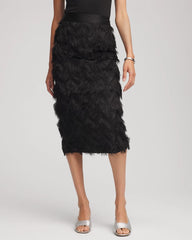 Chico's Chevron Fringe Party Skirt BLACK