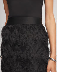 Chico's Chevron Fringe Party Skirt BLACK