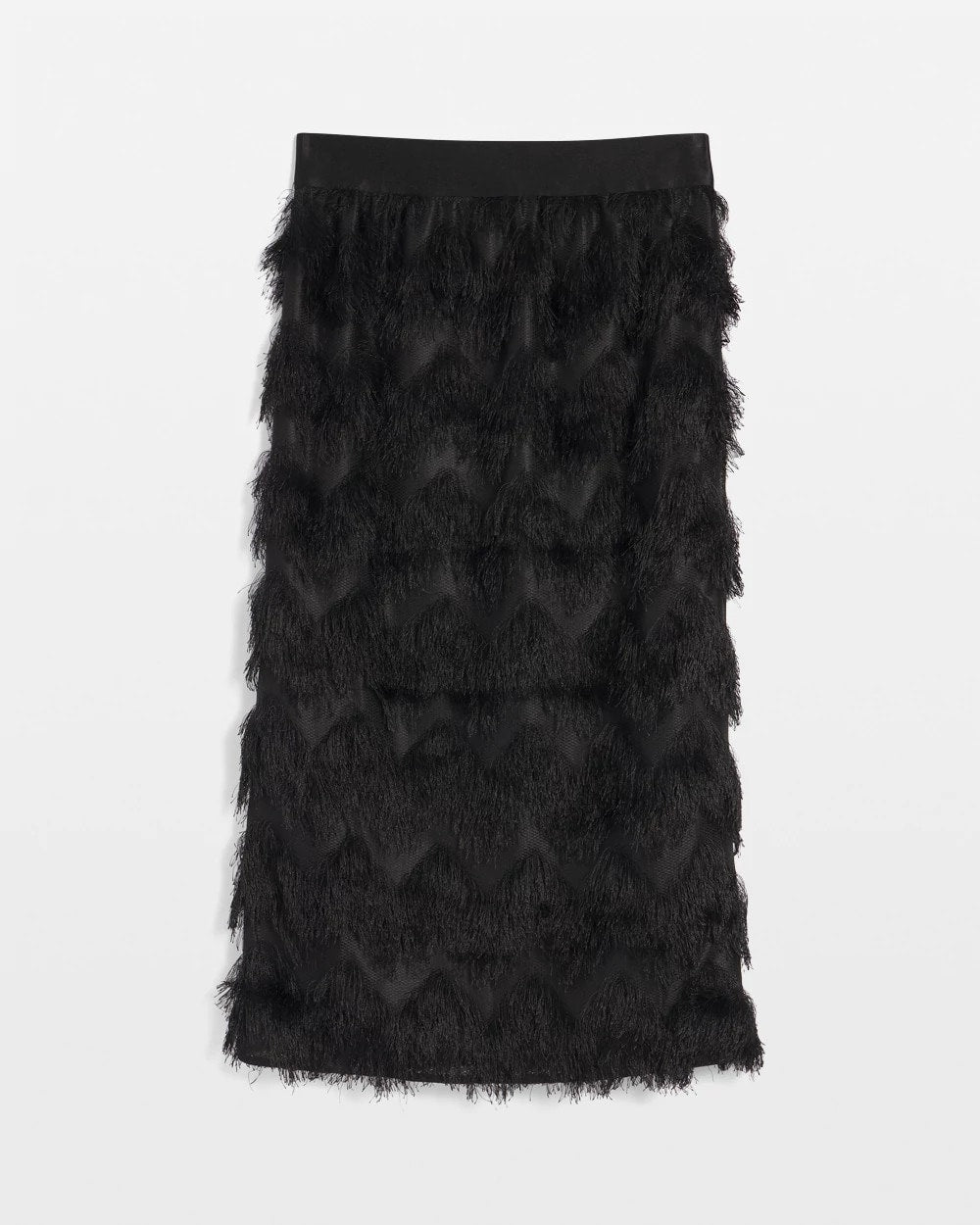 Chico's Chevron Fringe Party Skirt BLACK