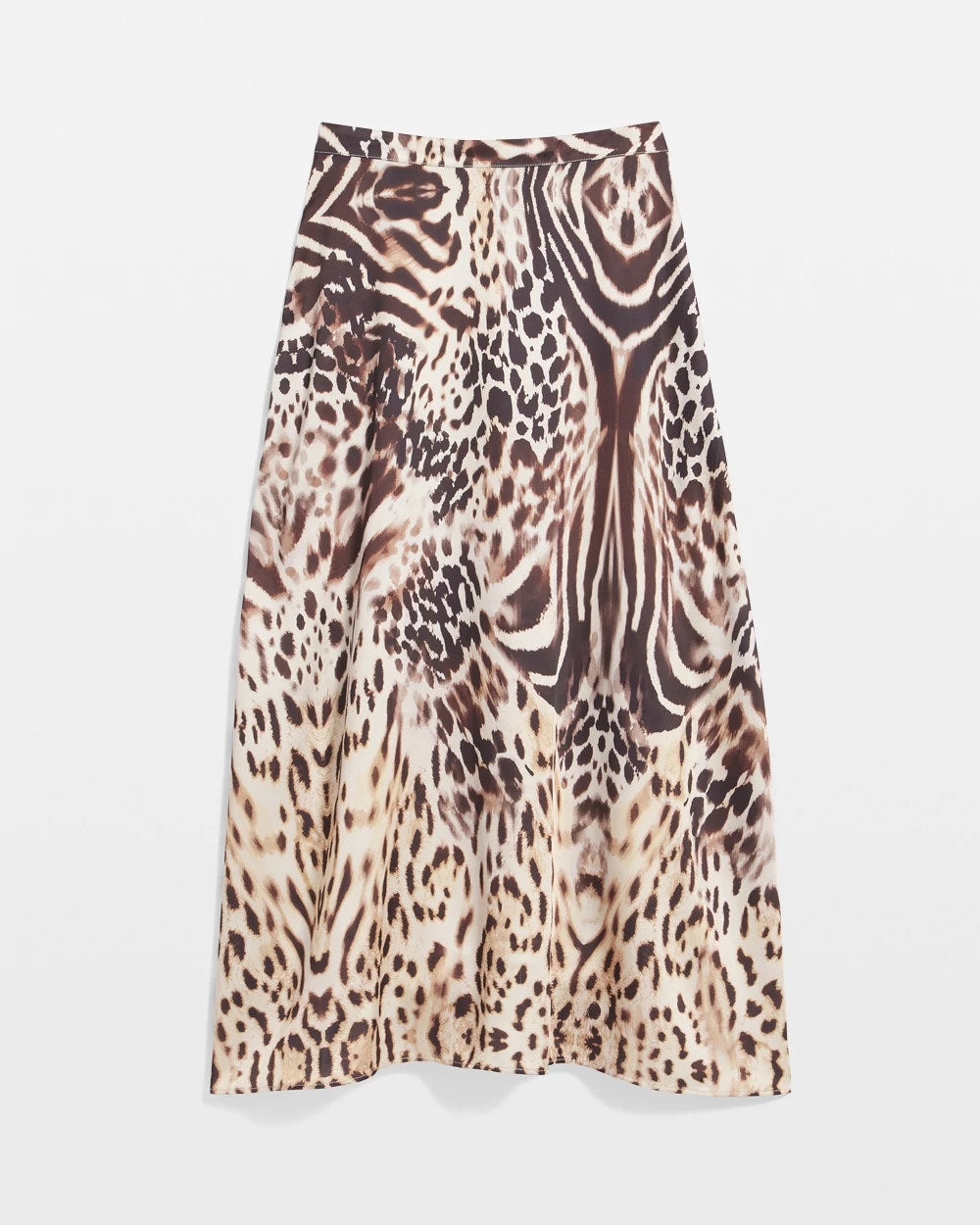 Chico's Animal Bengal Marks Faux Satin Skirt BLACK