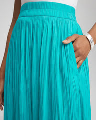 Chico's Pull-on Pleated Maxi Skirt SEASPRAY