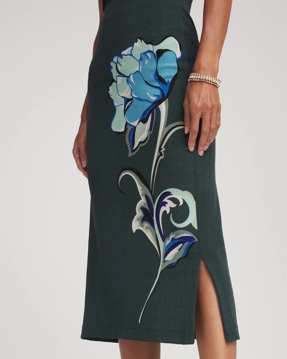 Chico's Travelers™ Artisanal Midi Skirt DARKEST SPRUCE