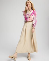 Chico's Pleated A-Line Midi Skirt WILD TRUFFLE