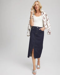 Chico's High-Rise Straight Stretch-Denim Skirt CEDAR RINSE