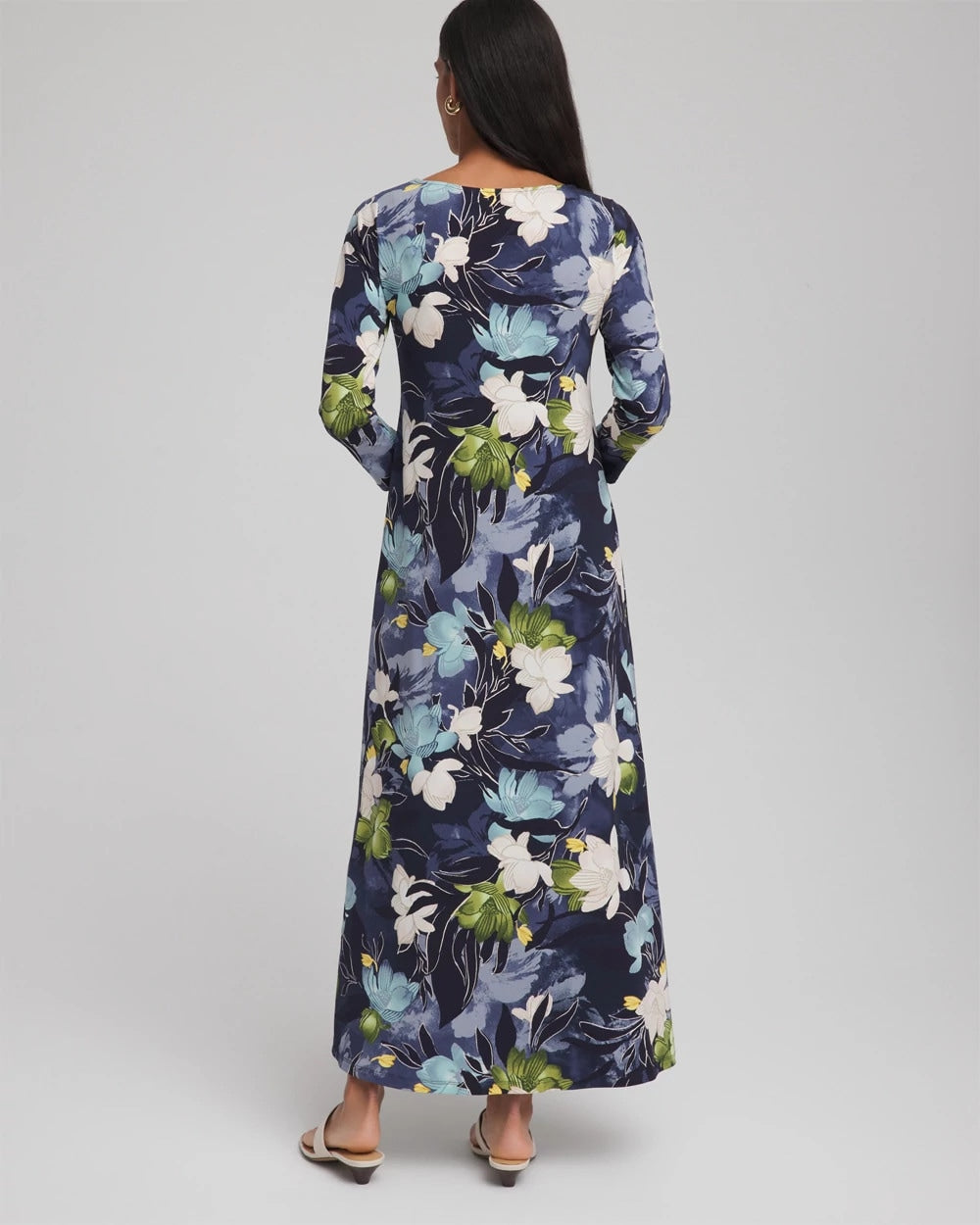 Chico's Petite Dance Boatneck Column Maxi Dress PASSPORT BLUE