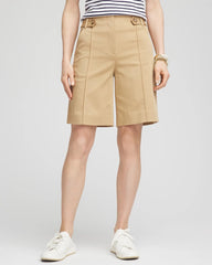 Chico's Sateen Tab-Front A-line Shorts CAFE AROMA