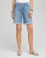 Chico's Girlfriend Cuffed Swing Denim Shorts PASHMINA INDIGO