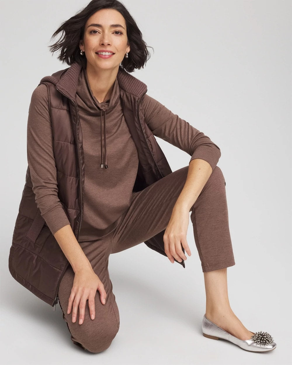 Chico's Zenergy® Cloud Cowlneck Top WALNUT