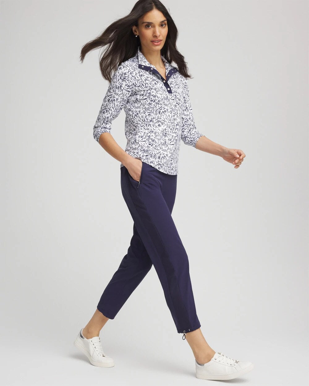 Chico's Zenergy® UPF Rib Mix Cropped Pants PASSPORT BLUE