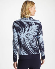 Chico's Zenergy® Luxe Sketch Funnelneck Top CRYSTAL TOPAZ