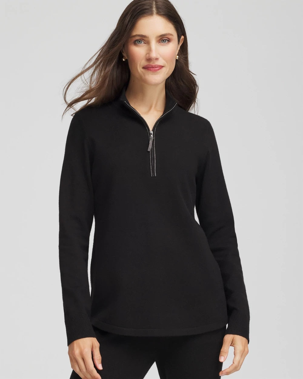 Chico's Zenergy® Luxe Half-Zip Pullover Top BLACK