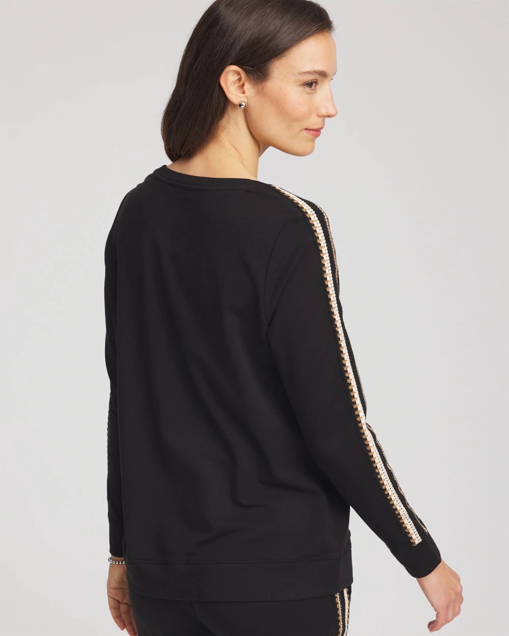 Chico's Zenergy® Lattice-Trim Pullover Top BLACK