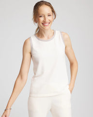 Chico's Zenergy® Luxe Metallic Trim Tank ENGLISH CREAM