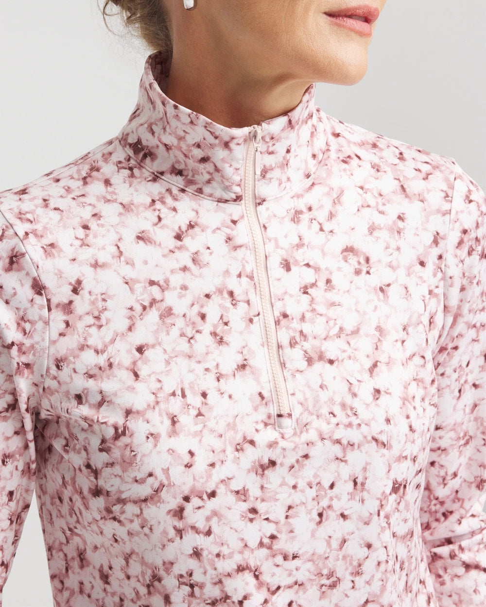 Chico's Zenergy® UPF Printed Zip-Front Pullover ROSE SMOKE