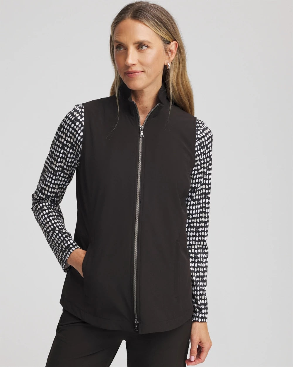 Chico's Zenergy® UPF Front-Zip Travel Vest BLACK