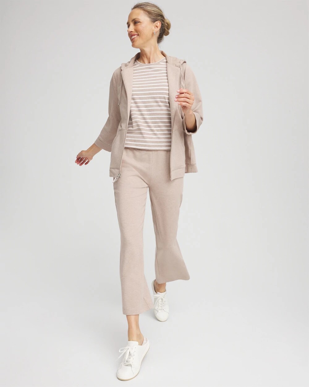 Chico's Zenergy® French Terry Cropped Pants LIGHT TAUPE HEATHER