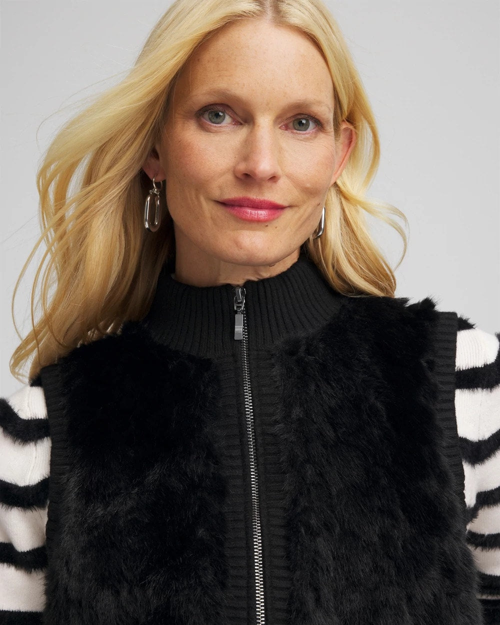 Chico's Zenergy® Luxe Faux Fur Vest BLACK