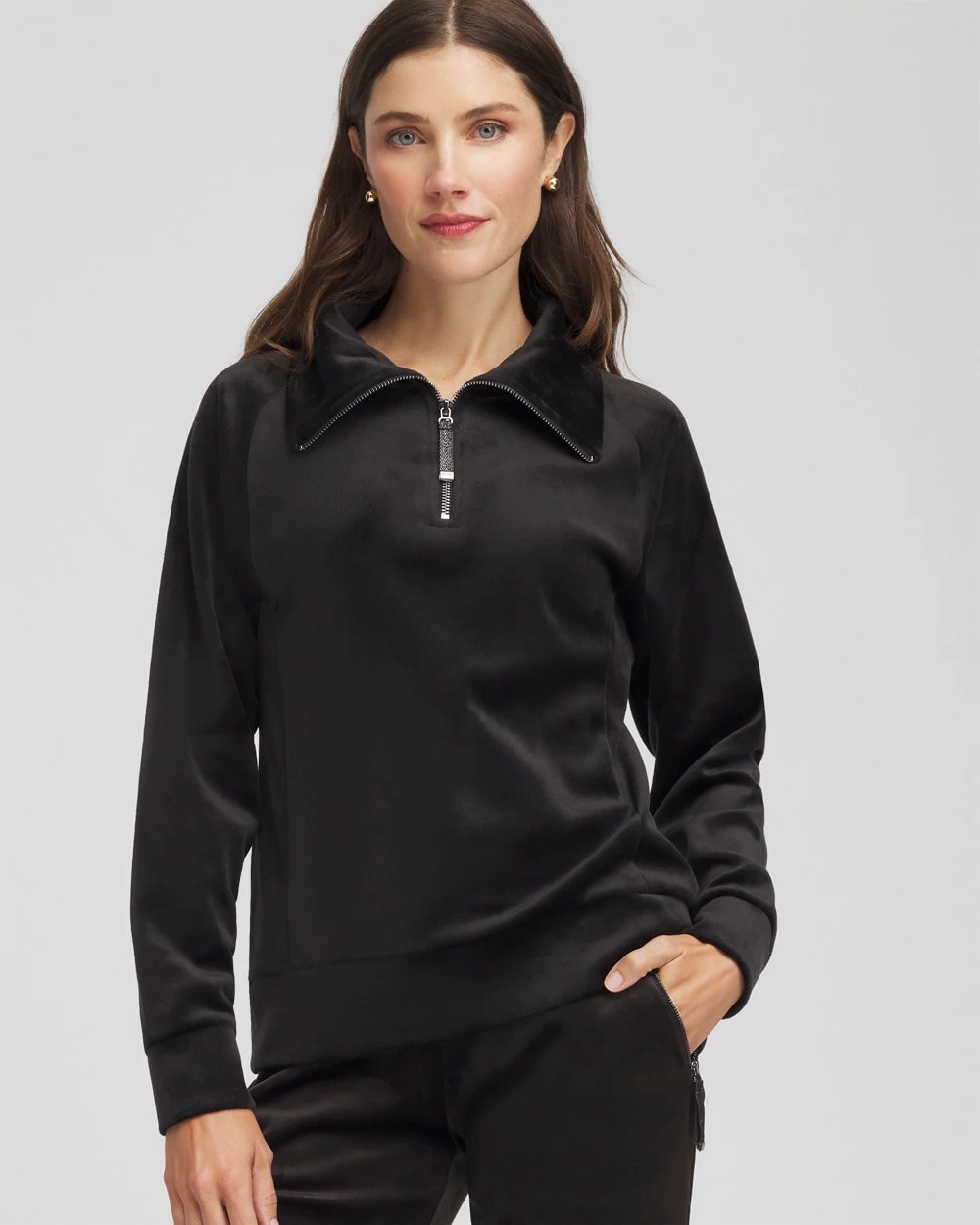 Chico's Zenergy® Velour Pullover BLACK