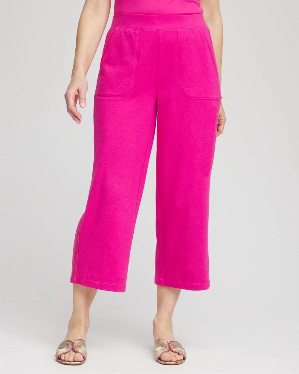 Chico's Zenergy® French Terry Gauze-Inset Cropped Pants CRUSHED BERRIES