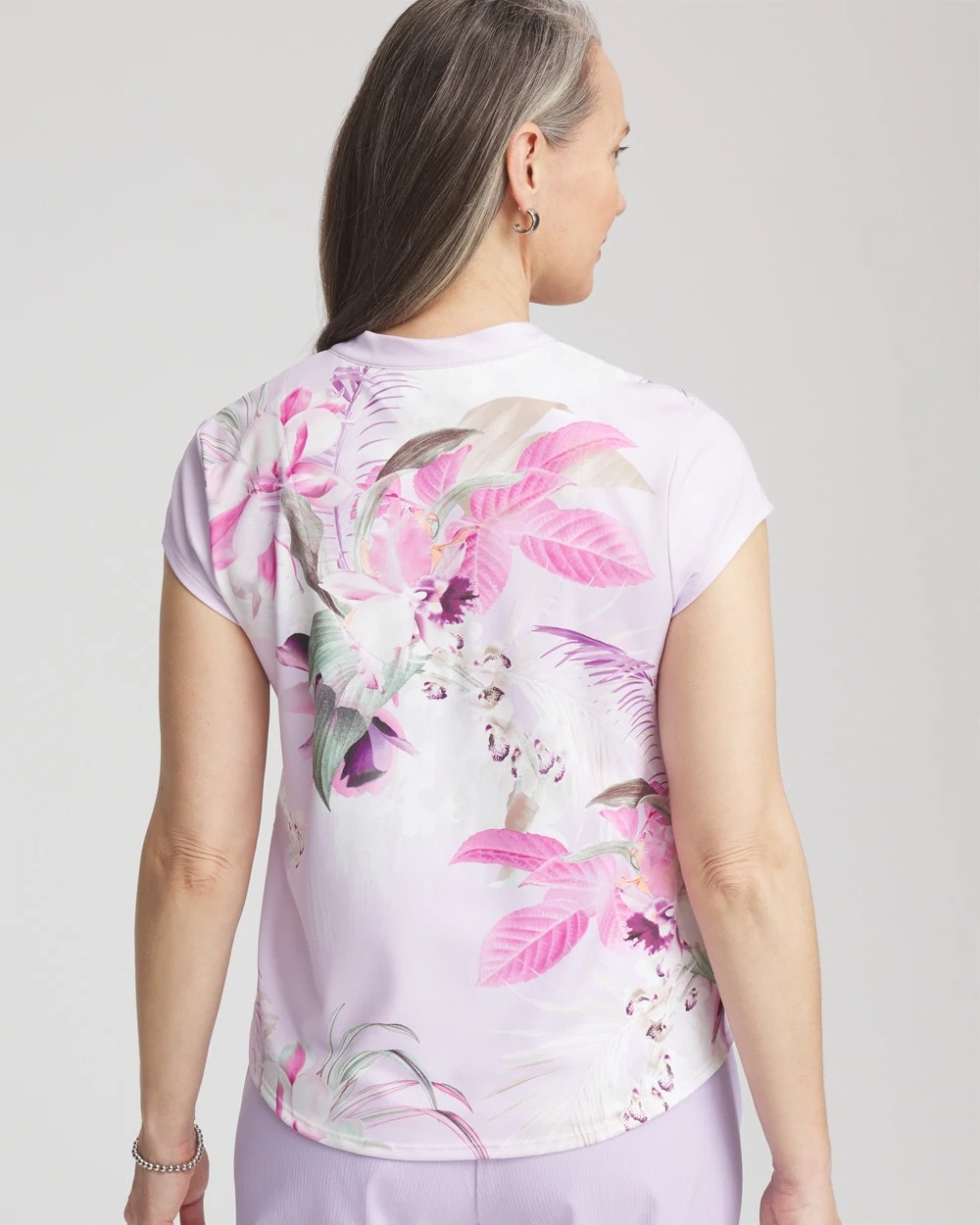 Chico's Zenergy® UPF Floral Polo VIOLET AURA