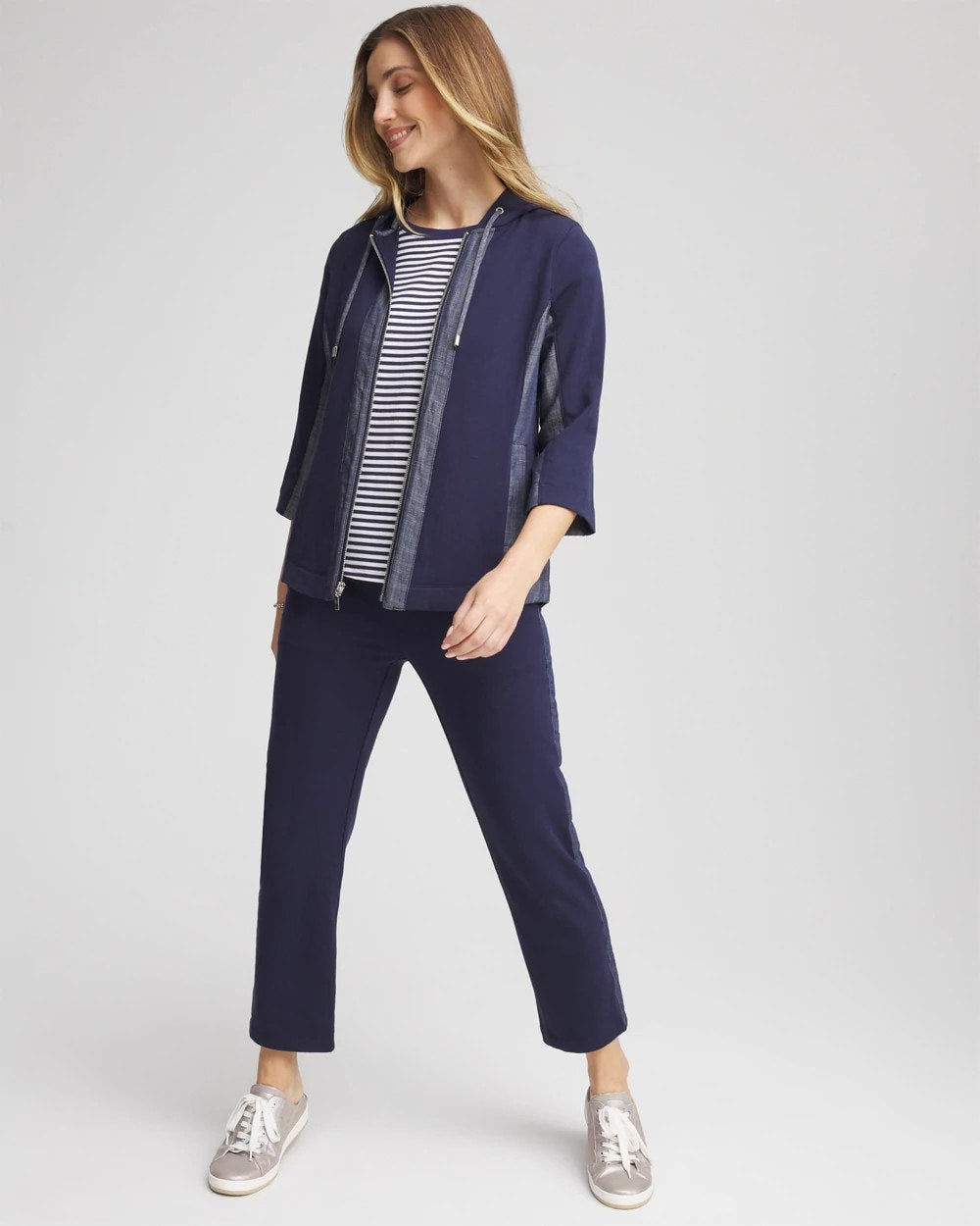Chico's Zenergy® French Terry & Chambray Jacket PASSPORT BLUE