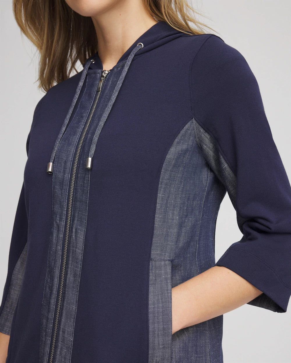 Chico's Zenergy® French Terry & Chambray Jacket PASSPORT BLUE