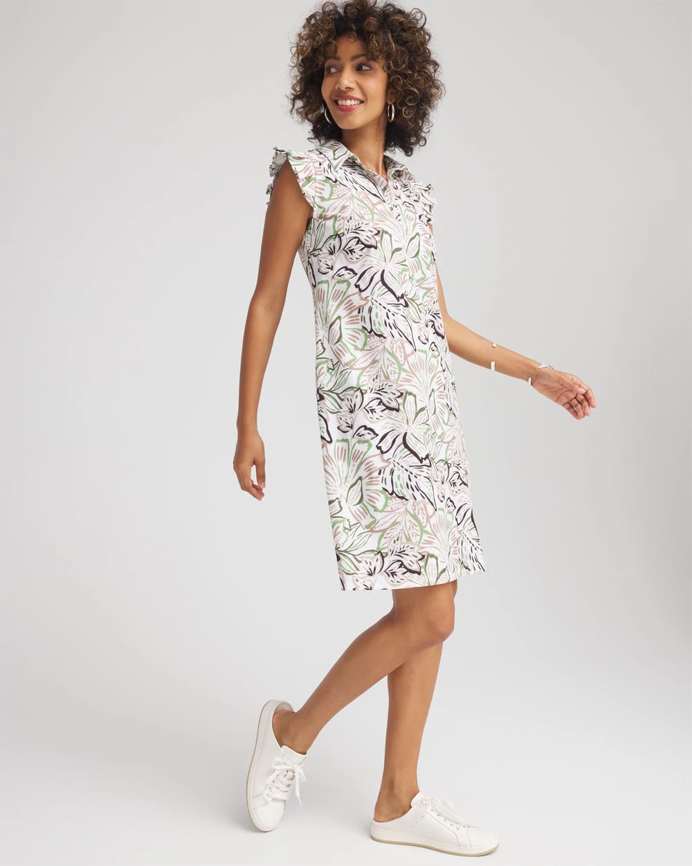 Chico's Zenergy® UPF Knit Floral Polo Dress TIBET TAUPE