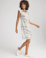 Chico's Zenergy® UPF Knit Floral Polo Dress TIBET TAUPE