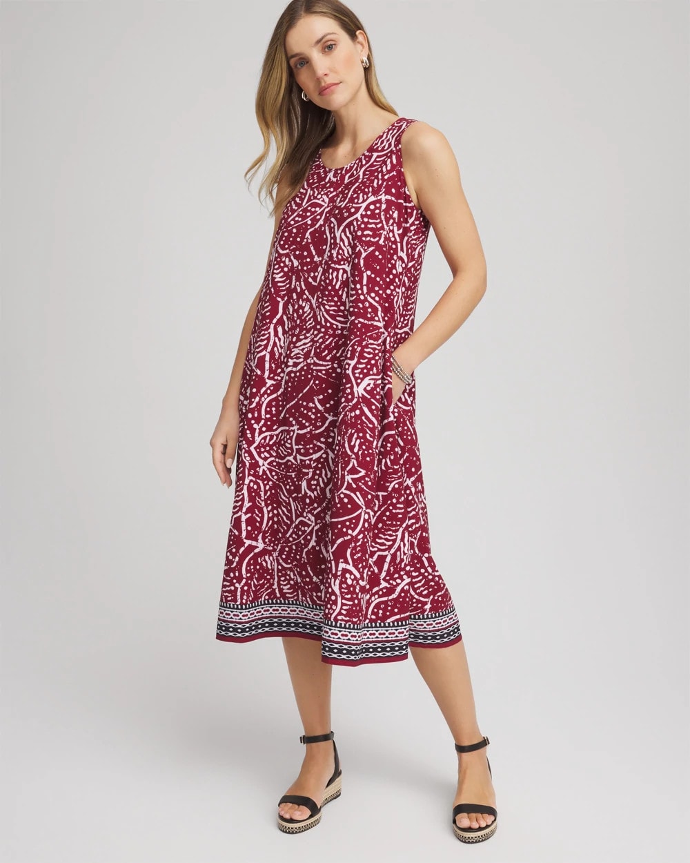 Chico's Zenergy® UPF Printed Midi Sports Dress RUSSET RED