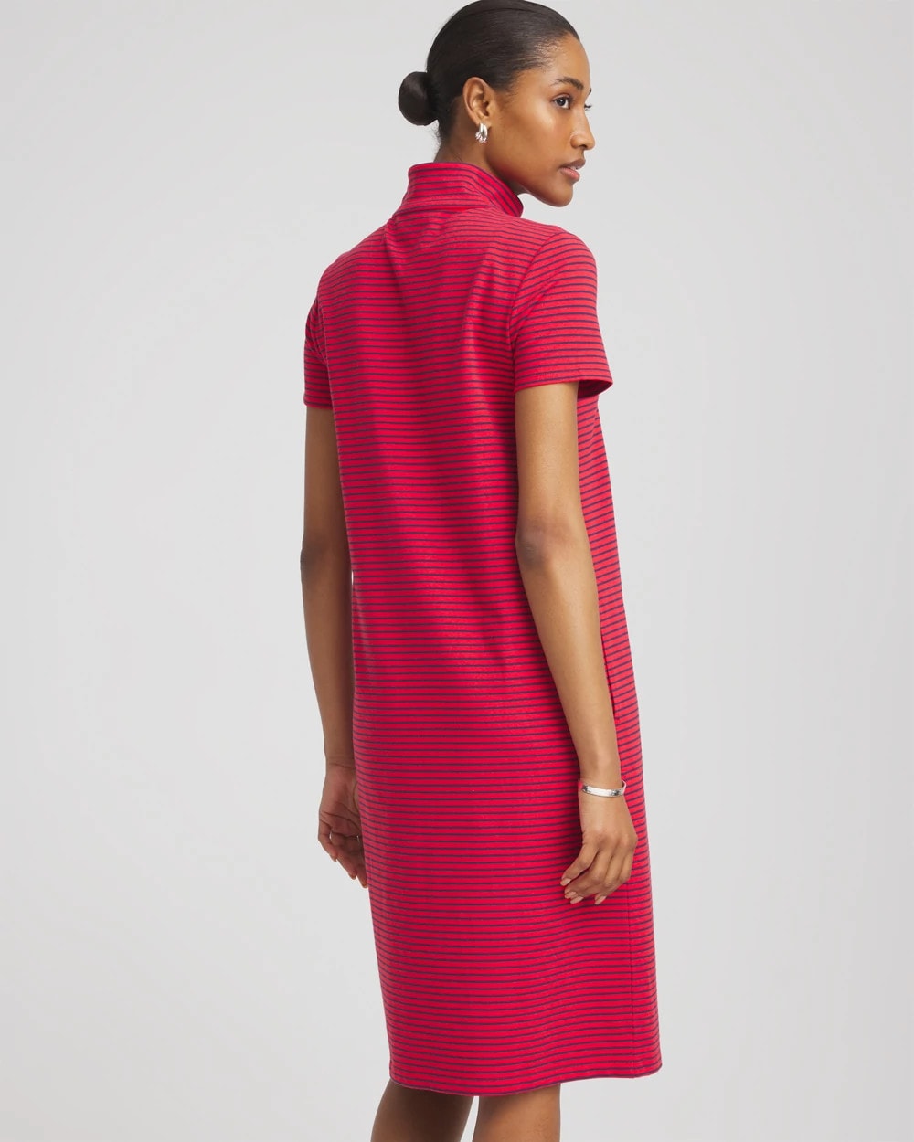 Chico's Zenergy® UPF Knit Stripe Half-Zip Dress RED GLOW