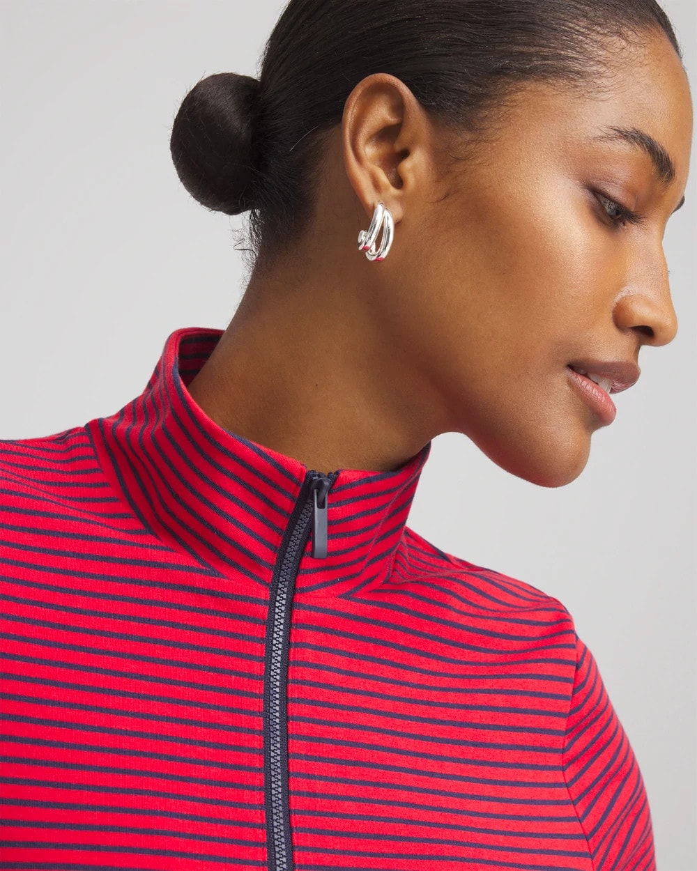 Chico's Zenergy® UPF Knit Stripe Half-Zip Dress RED GLOW