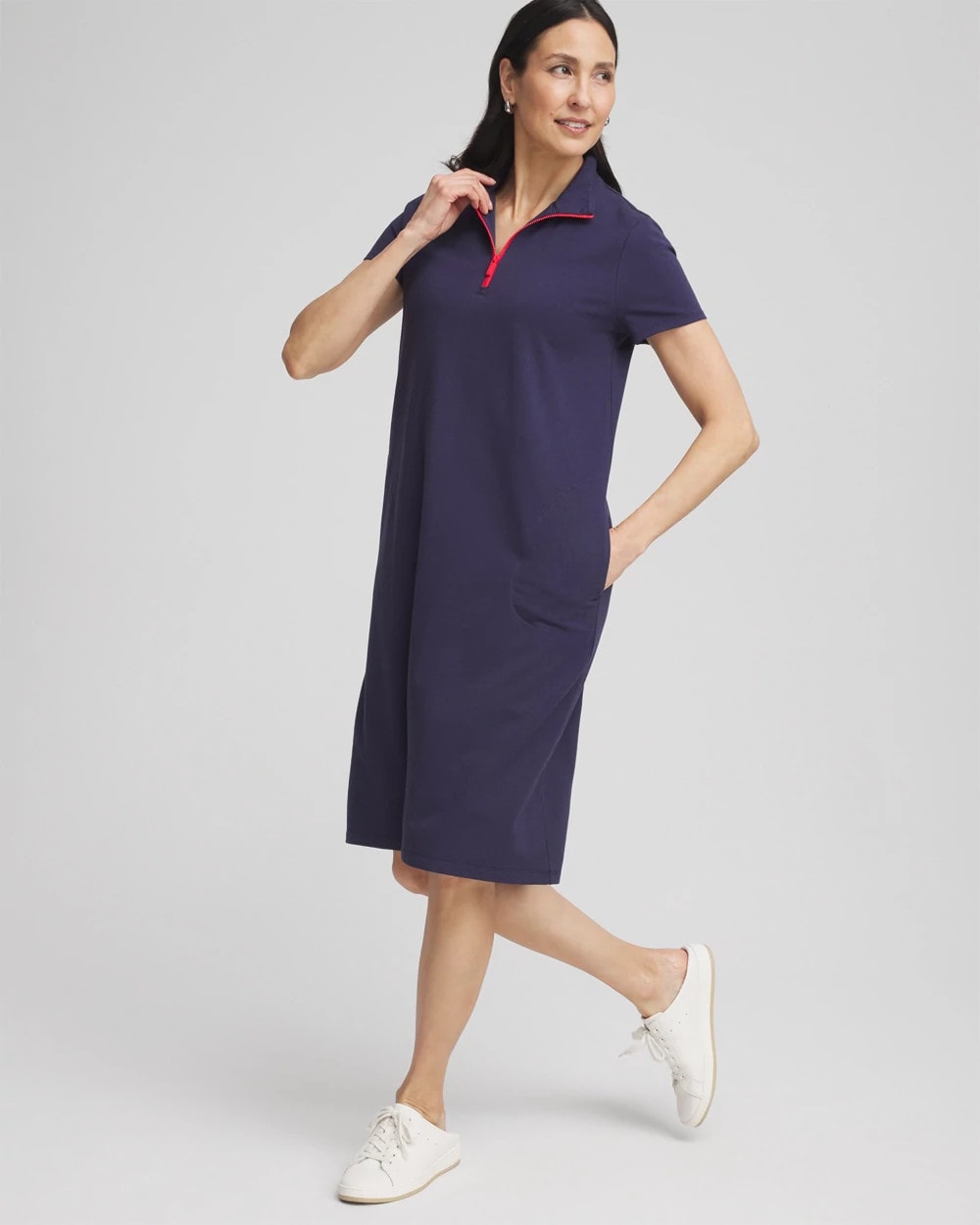 Chico's Zenergy® UPF Knit Half-Zip Dress PASSPORT BLUE